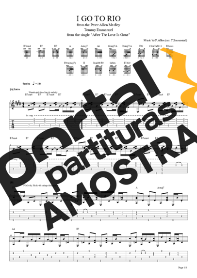 Tommy Emmanuel I Go To Rio partitura para Violão