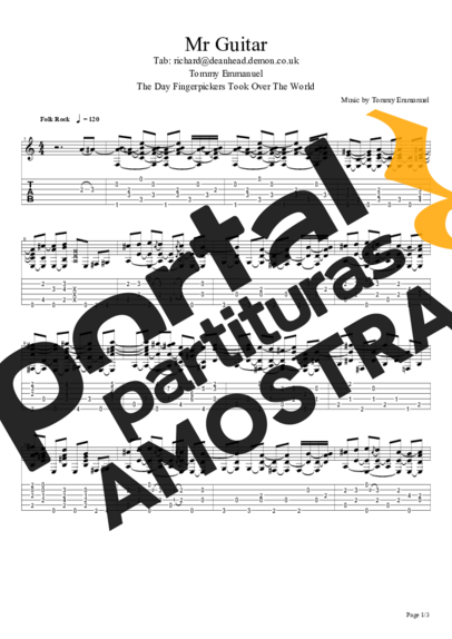 Tommy Emmanuel Mr Guitar partitura para Violão