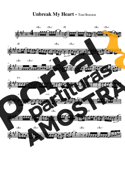 Toni Braxton Unbreak My Heart partitura para Saxofone Alto (Eb)