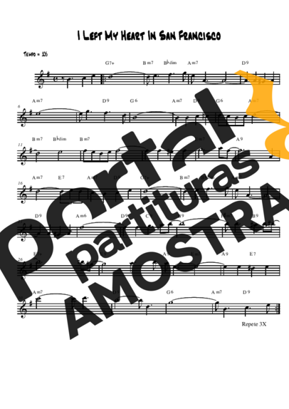 Tony Bennett I Left My Heart in San Francisco partitura para Saxofone Alto (Eb)