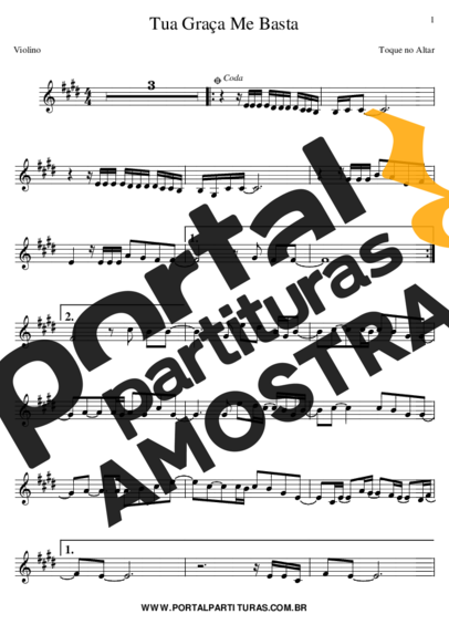 Toque no Altar Tua Graça me Basta partitura para Violino