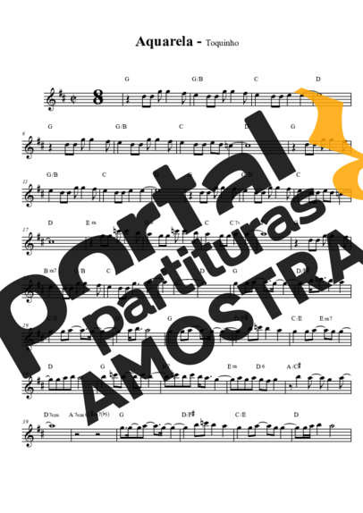 Toquinho Aquarela partitura para Saxofone Alto (Eb)