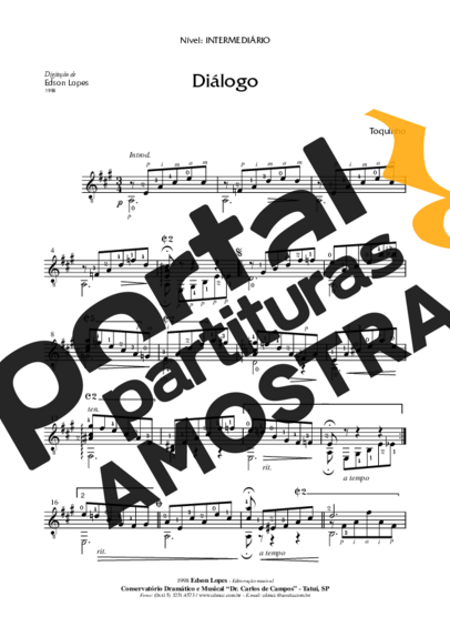 Toquinho Diálogo partitura para Violão