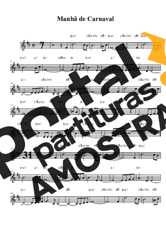 Toquinho Manhã De Carnaval partitura para Clarinete (Bb)
