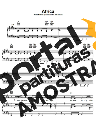 Toto Africa partitura para Piano