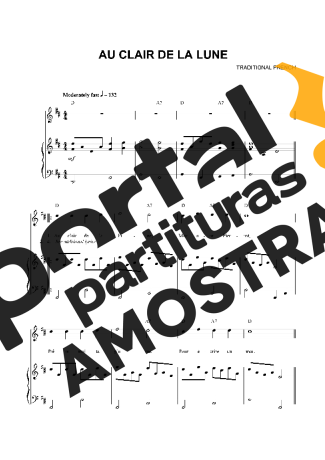 Traditional French Music Au Clair De La Lune partitura para Piano