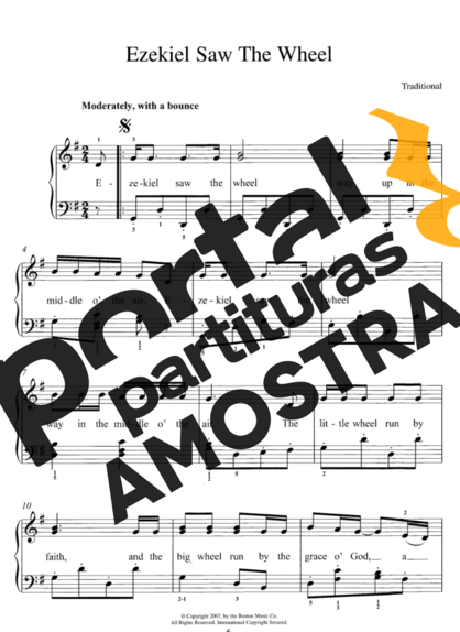 Traditional Gospel Music Ezekiel Saw The Wheel partitura para Piano