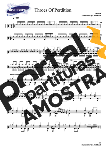 Trivium Throes Of Perdition partitura para Bateria