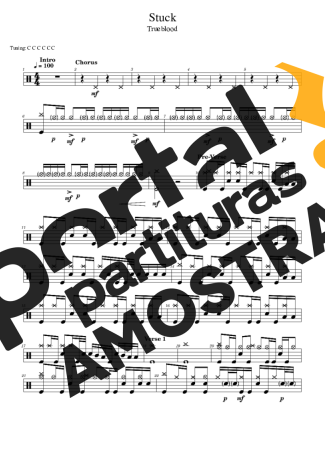 Trueblood Stuck Chords partitura para Bateria