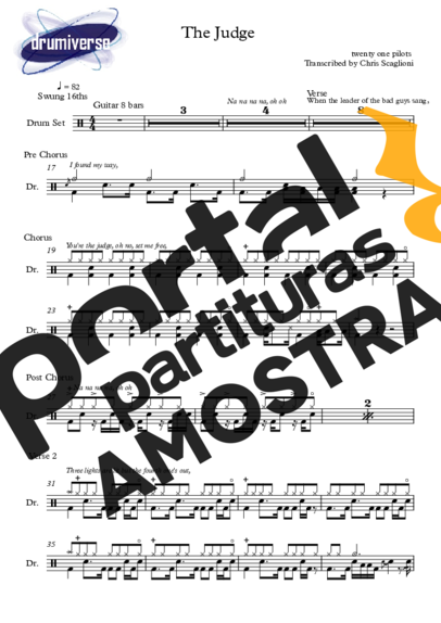 Twenty One Pilots  partitura para Bateria