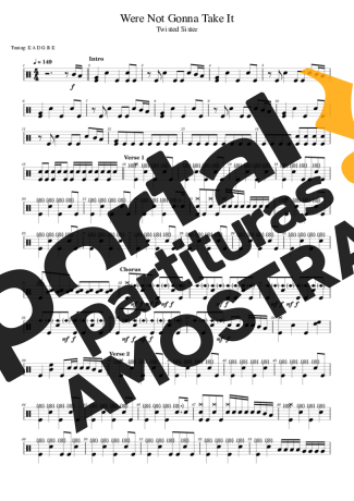 Twisted Sister Were Not Gonna Take It partitura para Bateria