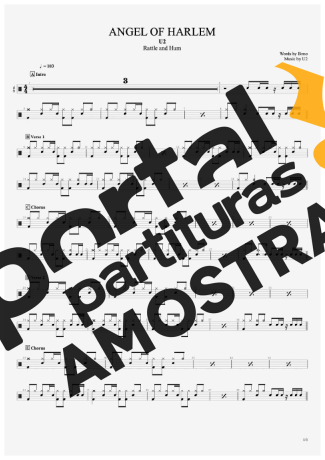 U2 Angel Of Harlem partitura para Bateria