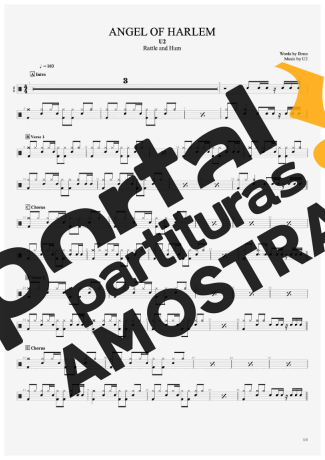 U2  partitura para Bateria