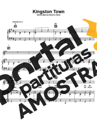 UB40 Kingston Town partitura para Piano