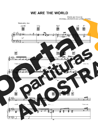 USA For Africa We Are The World partitura para Piano