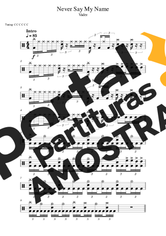 Vader Never Say My Name partitura para Bateria