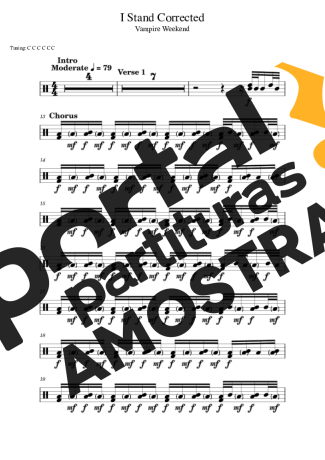 Vampire Weekend I Stand Corrected partitura para Bateria