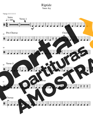Vance Joy Riptide partitura para Bateria