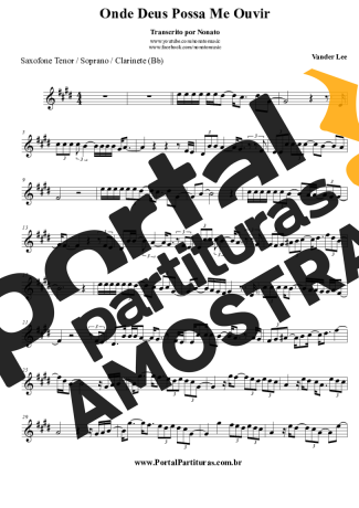 Vander Lee Onde Deus Possa Me Ouvir partitura para Clarinete (Bb)