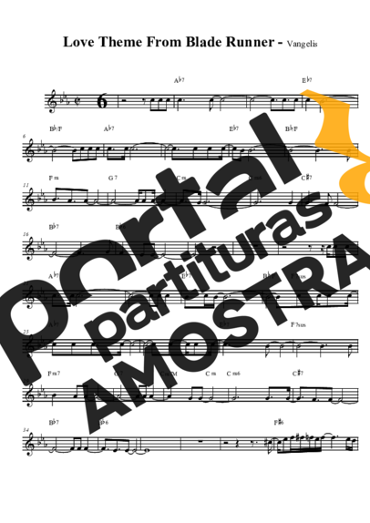 Vangelis Love´s Theme From Blade Runner partitura para Saxofone Tenor Soprano (Bb)