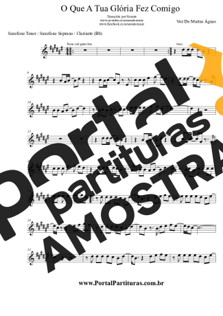 Voz De Muitas Águas O Que A Tua Glória Fez Comigo partitura para Clarinete (Bb)