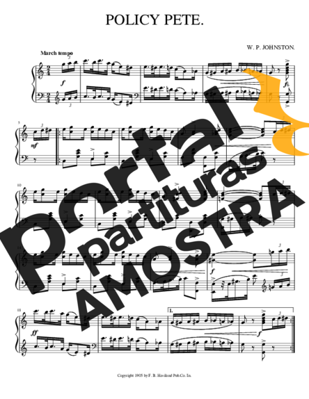 W P Johnston Policy Pete 1905 partitura para Piano