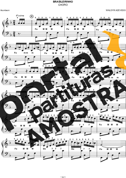 Waldir Azevedo Brasileirinho partitura para Acordeon