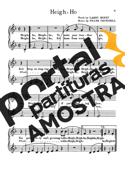 Walt Disney Heigh Ho partitura para Piano