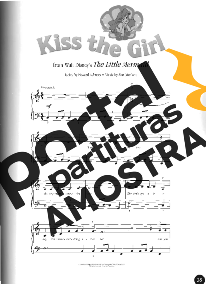 Walt Disney Kiss The Girl partitura para Piano