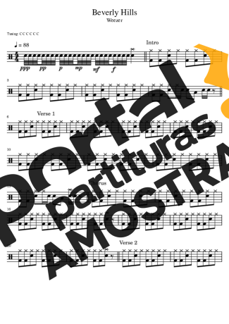 Weezer Beverly Hills partitura para Bateria