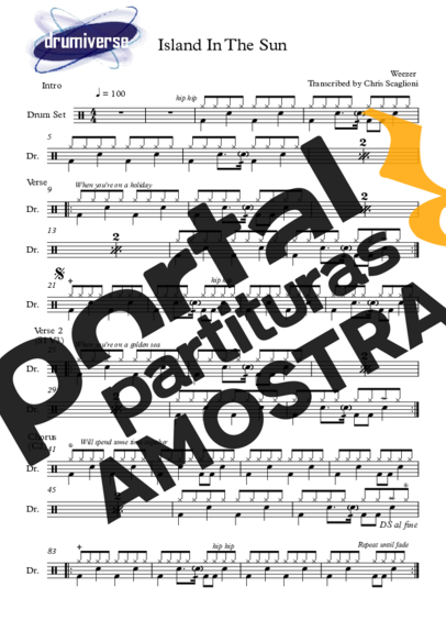Weezer Island In The Sun partitura para Bateria