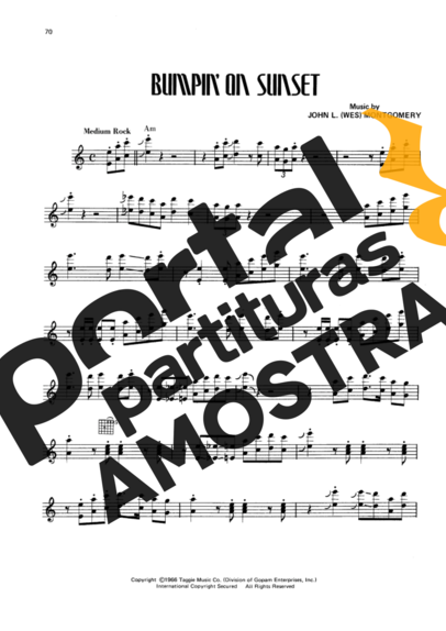 Wes Montgomery Bumpin On Sunset partitura para Guitarra
