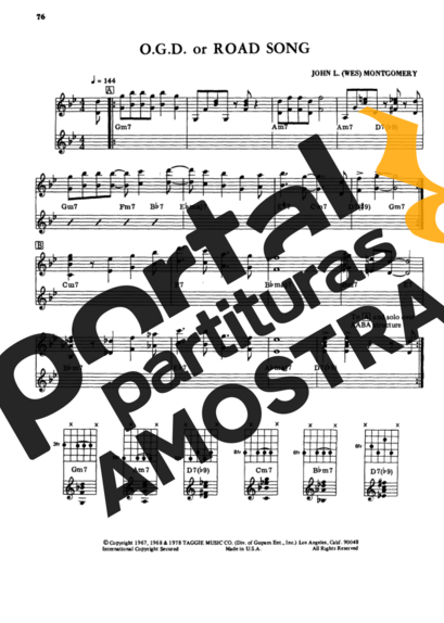 Wes Montgomery O.G.D Or Road Song partitura para Guitarra