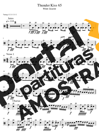 White Zombie Thunder Kiss 65 partitura para Bateria