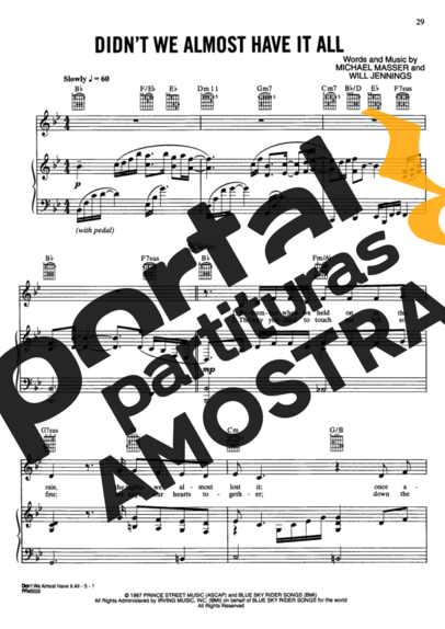 Whitney Houston  partitura para Piano