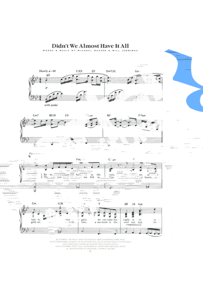 Whitney Houston  partitura para Piano