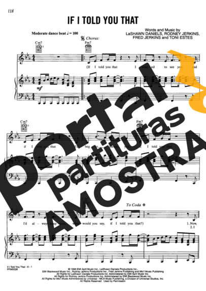 Whitney Houston  partitura para Piano