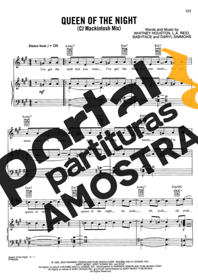 Whitney Houston  partitura para Piano