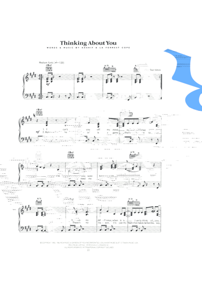 Whitney Houston Thinking About You partitura para Piano