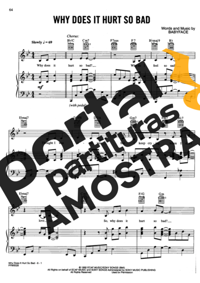Whitney Houston Why Does It Hurt So Bad partitura para Piano