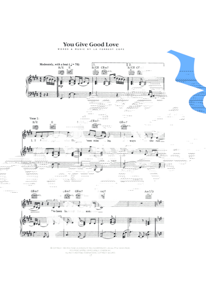 Whitney Houston You Give Good Love partitura para Piano