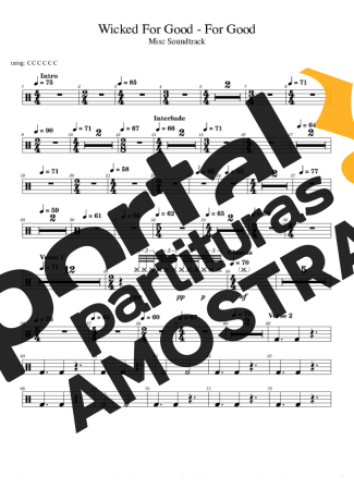 Wicked For Good  partitura para Bateria