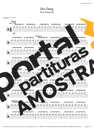 Wim Sonneveld Het Dorp partitura para Bateria
