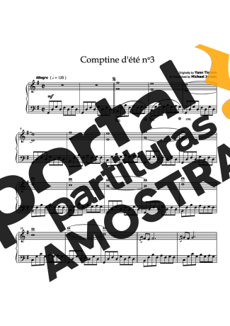 Yann Tiersen Comptine Dete No3 partitura para Piano