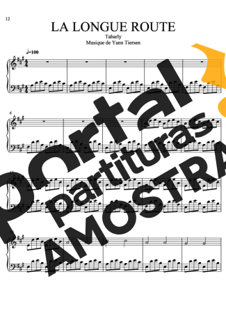 Yann Tiersen La Longue Route partitura para Piano