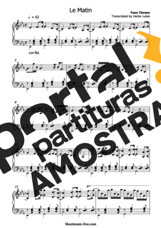 Yann Tiersen Le Matin partitura para Piano