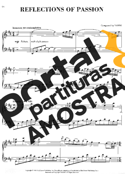 Yanni Reflections of Passion partitura para Piano