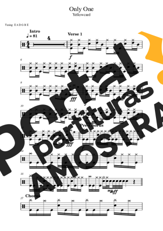 Yellowcard Only One partitura para Bateria