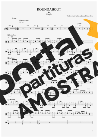 Yes  partitura para Bateria