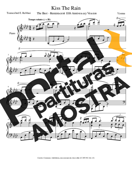 Yiruma Kiss The Rain partitura para Piano